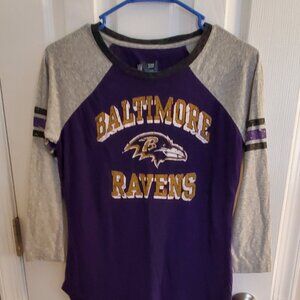 G-III NFL Women's Baltimore Ravens On The Field 3/4 Sleeve Raglan T-Shirt